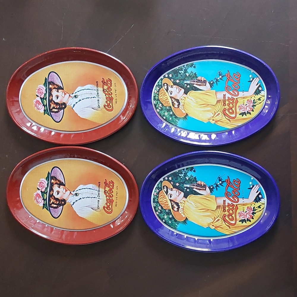 Vintage Coca-Cola 1937 replica tin trays